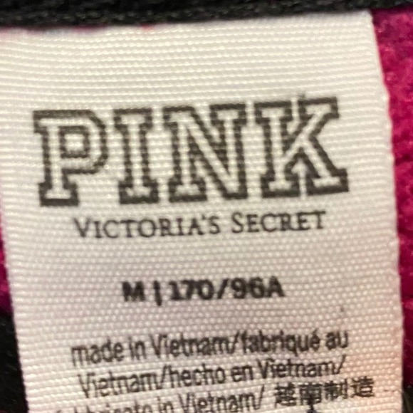 PINK Victoria's Secret Hot Pink Cropped Hoodie Sweatshirt Bungee Hem Medium - Picture 3 of 4